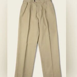 Men's Pleated Cotton Chino Pants - Beige